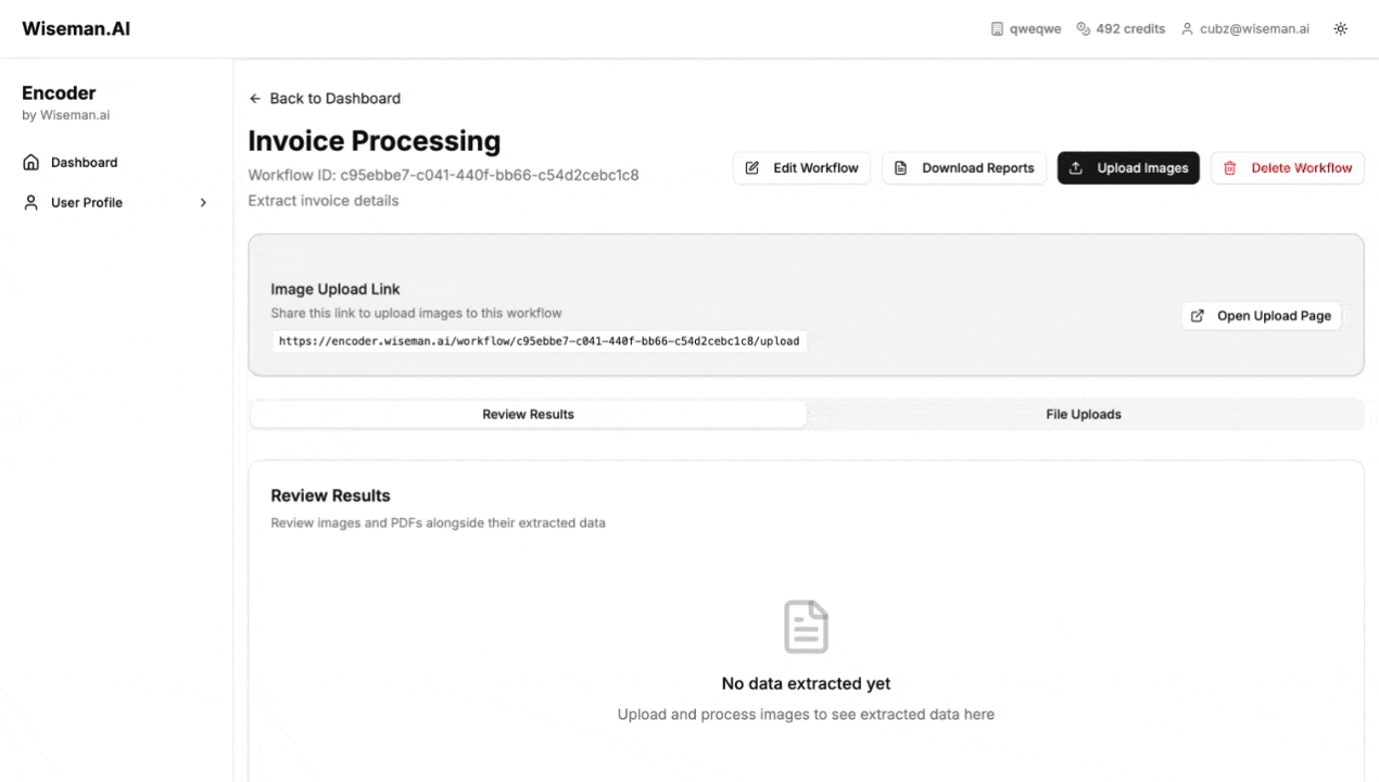 Upload sample invoice to Encoder